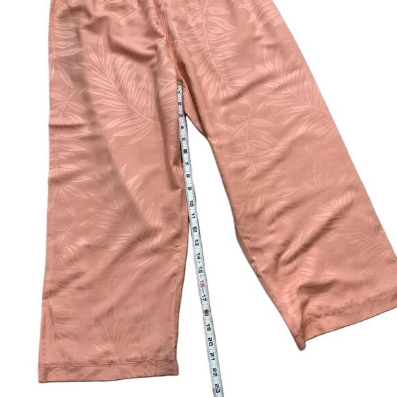 Dana Gibson Coral Floral Pattern Elastic Waist Silk Pants Sz Lg Coastal Grandma - Picture 7 of 14